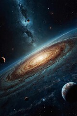 Outer Space Vivid image of galaxies, stars and planets. background, splash screen