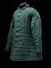 Historical fashion. Medieval knight cloth. Padded jacket gambeson.