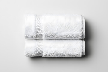 Single rolled white towel, isolated on white background