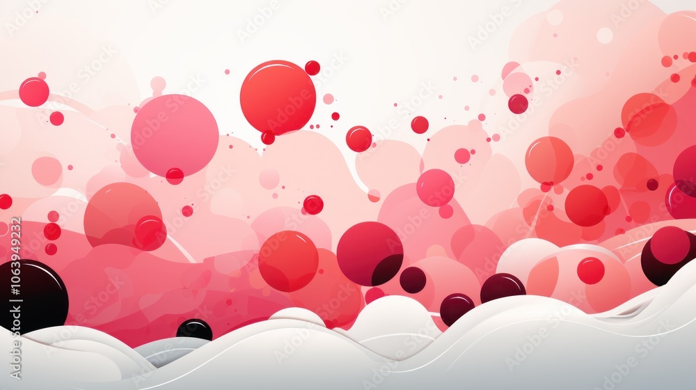 Poster abstract design featuring colorful circles and waves in a gradient background.
