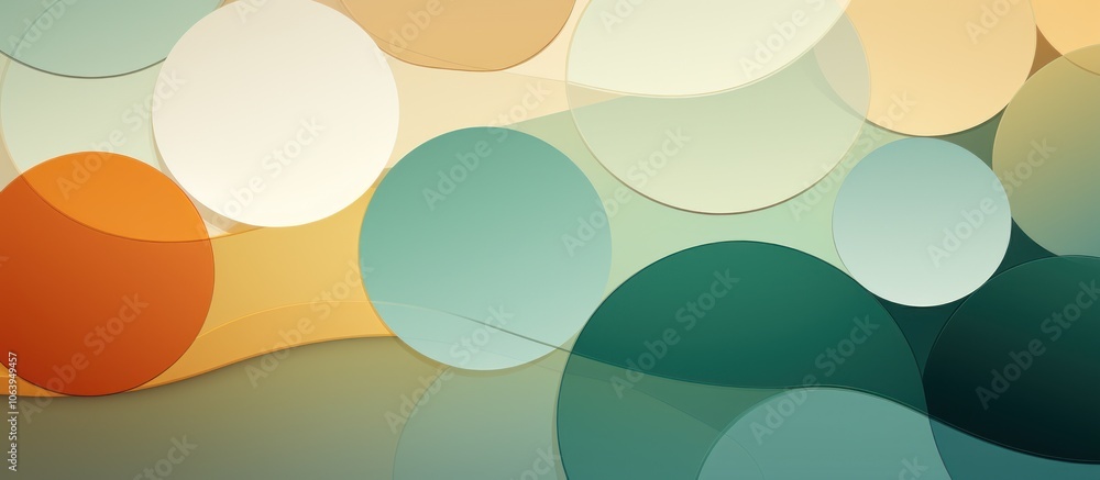 Poster abstract design featuring soft shapes and colors, creating a calming visual effect.