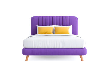 Comfortable bed with pillows with Modern Classic Design isolated on white background 