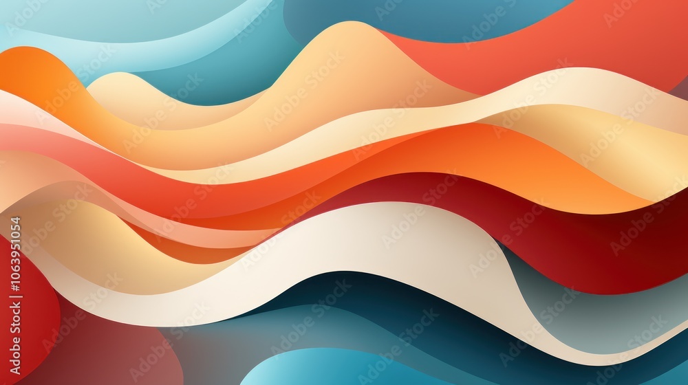 Poster abstract waves in vibrant colors create a fluid, dynamic composition for artistic expression.