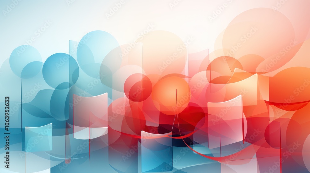 Poster Abstract composition with colorful shapes and gradients creating a dynamic visual effect.