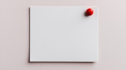 Isolated Blank Paper with Red Thumbtack on Surface