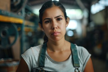 Portrait of a young adult Hispanic female Assembly Line Worker