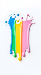 Naklejka premium Rainbow paint splash dripping isolated on white background
