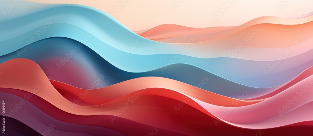 Poster abstract waves of color create a smooth, flowing design, evoking calm and creativity.