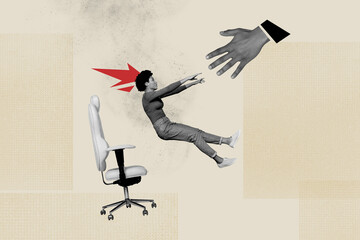 Creative trend collage of hand boss pressure throw armchair office workplace deadline pressure...
