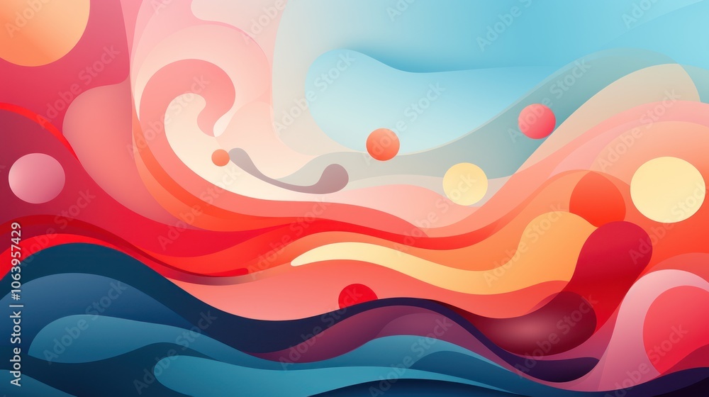 Aufkleber abstract wavy design with vibrant colors and shapes, creating a dynamic visual experience.