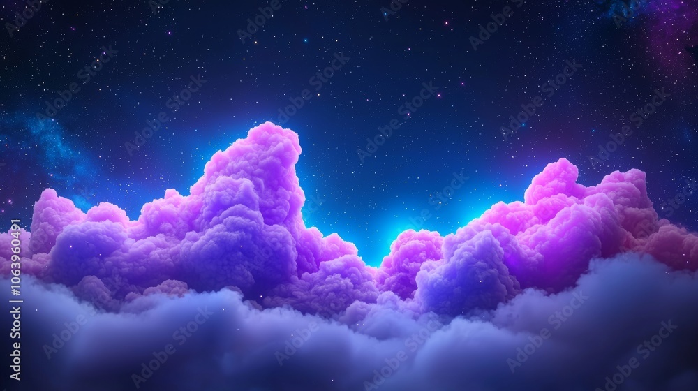 Poster colorful nebula clouds and stars in outer space. galaxy astronomy image showing universe beyond the 