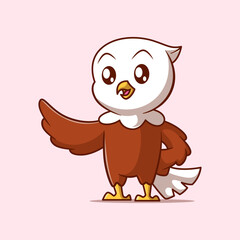 Cute eagle cartoon illustration. Study icon concept. Flat cartoon style