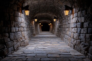 3D illustration of fantasy medieval dungeon architecture