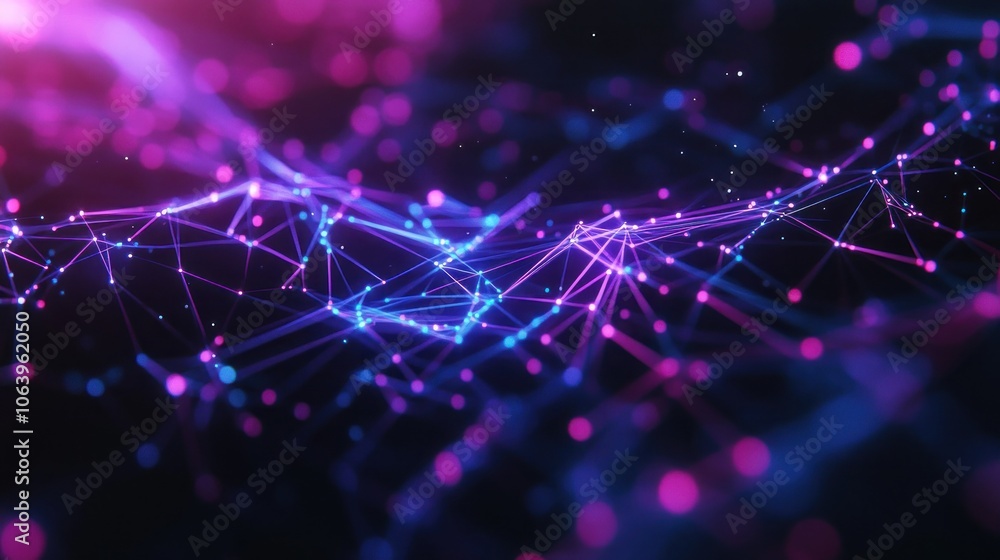 Aufkleber abstract digital representation of interconnected nodes and pathways in vibrant colors.