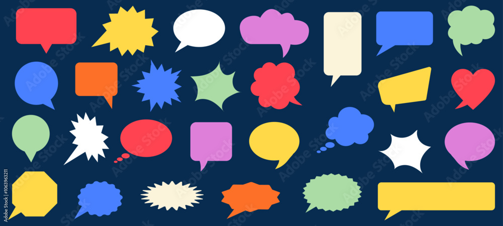 Poster speech bubbles set abstract shapes of chat bubbles message talk hand drawn editable communication ar