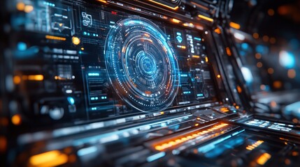 Fototapeta premium Cutting-edge tech accessories on a futuristic 3D holographic display.