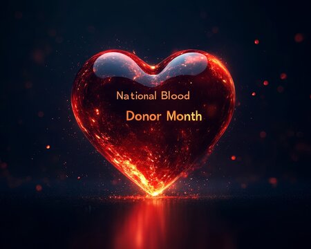National blood donor month banner with heart design for awareness campaigns