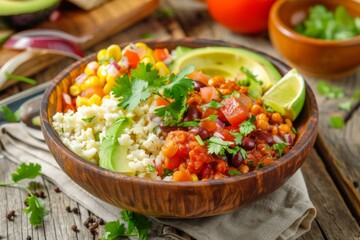 Cauliflower rice burrito bowl
