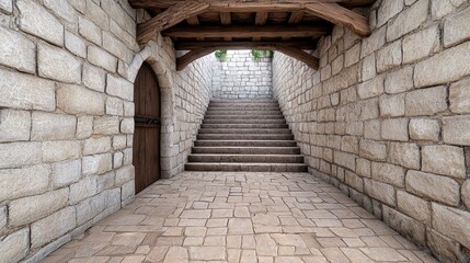3D rendering of a medieval street with a tavern.