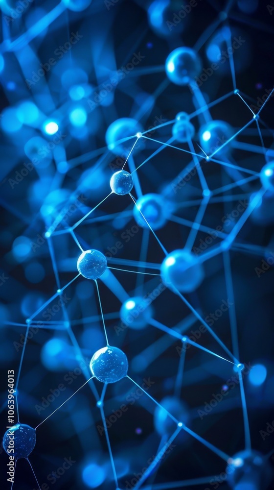 Poster an innovative global network of interconnected devices illuminated in blue, showcasing advanced tech