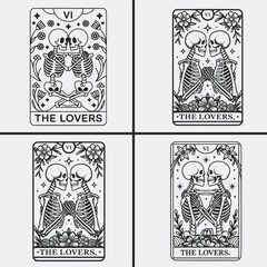 Tarot Card the Lovers Svg, Skull svg