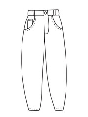Mom fit jeans doodle vector illustration