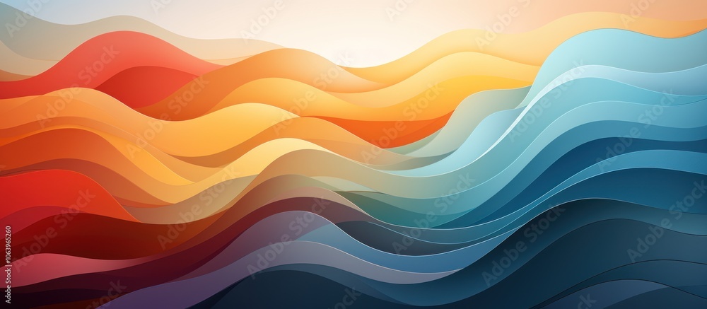 Aufkleber abstract waves in warm and cool tones, creating a harmonious visual flow.