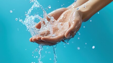 Hands cupping water, illustrating fluidity and connection with nature.