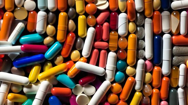 Background with pills and capsules ordered in rows or pattern. Medical drug or dietary supplement concept