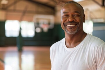 Smiling portrait of a senior male African American basketball player