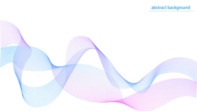 Wavy lines flowing in soft purple and blue shades create an abstract background. Ideal for modern designs. Vector illustration
