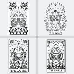 Fototapeta premium Tarot Card the Lovers Svg, Skull svg
