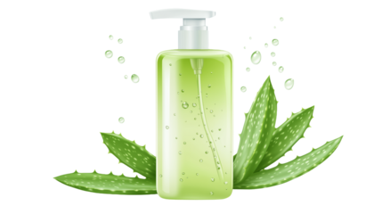  Aloe Vera Shampoo for Hair bottle mockup isolated on transparent background