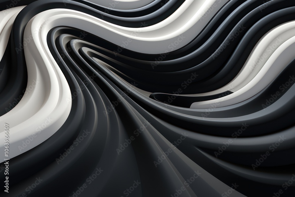 Aufkleber abstract black and white wavy design creating a sense of motion and depth.