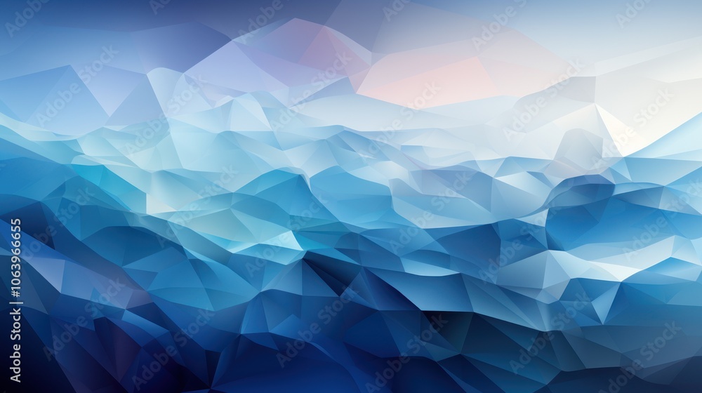 Aufkleber abstract geometric waves in shades of blue, creating a serene and modern visual effect.