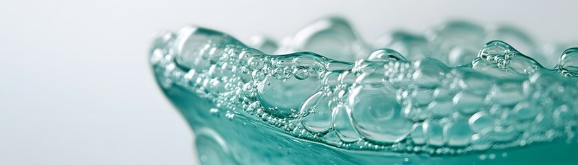 Close-up of Teal Water Surface with Air Bubbles