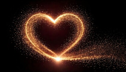 glowing heart shape made of sparkling particles on dark background, symbolizing love and affection.  Sale promotion advertising for happy newyear, valentine