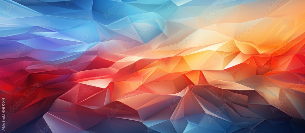 Poster abstract geometric pattern with vibrant colors blending together.