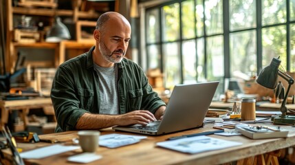 Fototapeta premium The Man at the Laptop