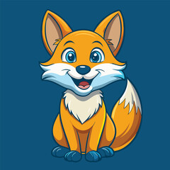 Cute Cartoon Fox with Fluffy Tail