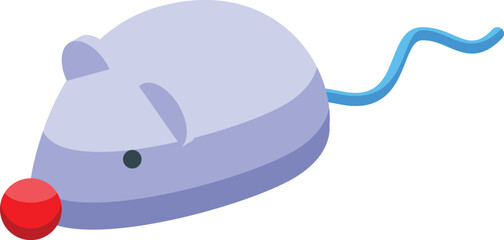 Fototapeta premium Purple computer mouse with red nose and blue tail, viewed isometrically