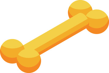 Shiny golden dog bone in isometric view representing pet care, nutrition, and playful rewards