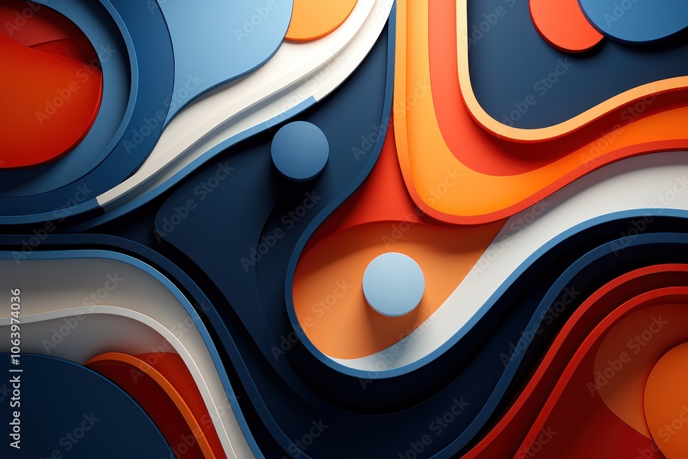 Aufkleber abstract design featuring layered shapes in vibrant colors creating a dynamic visual experience.