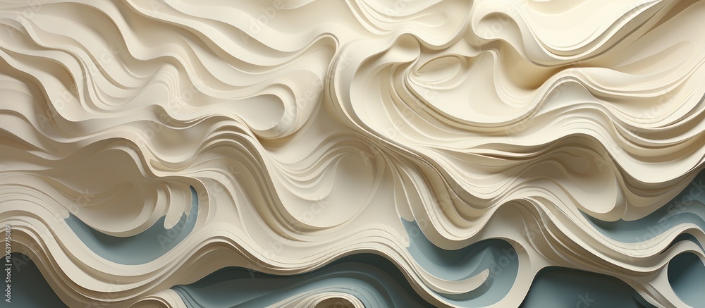Aufkleber abstract waves of cream and blue create a dynamic, flowing texture.