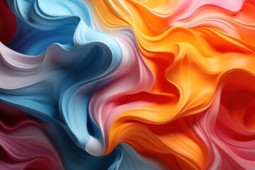 Obraz premium A vibrant abstract swirl of colorful fabric-like textures creating a dynamic visual flow.