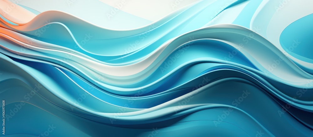 Poster abstract waves in blue tones create a fluid, dynamic visual effect.