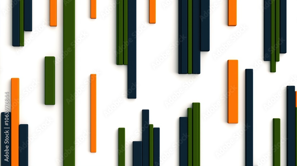 Poster colorful pattern of green, blue, and orange blocks. the blocks are arranged in a way that creates a 
