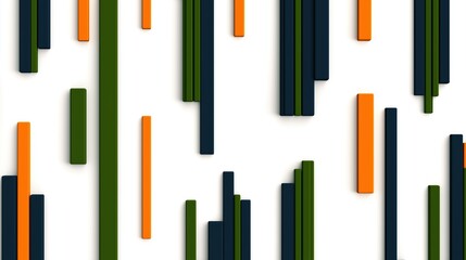 Obraz premium Colorful pattern of green, blue, and orange blocks. The blocks are arranged in a way that creates a sense of movement and energy. Scene is dynamic and lively