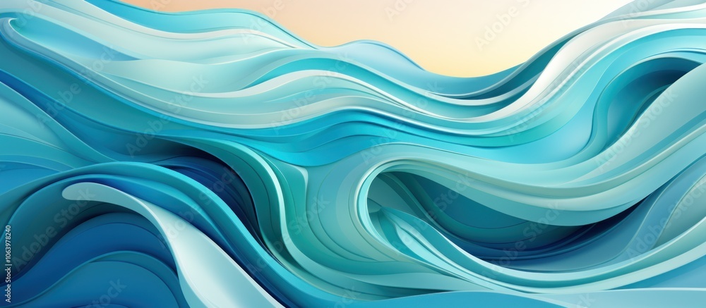 Aufkleber abstract waves in shades of blue, creating a serene and fluid visual effect.