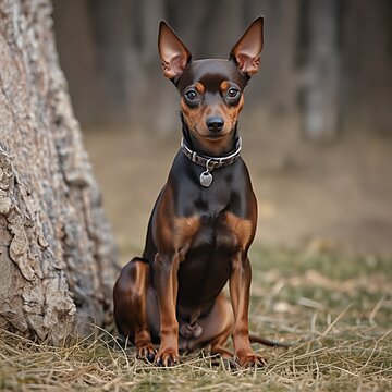 Zwergpinscher im Wald
